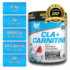BPI CLA + CARNITINE, RAINBOW ICE, 50 SERVING nutritional information