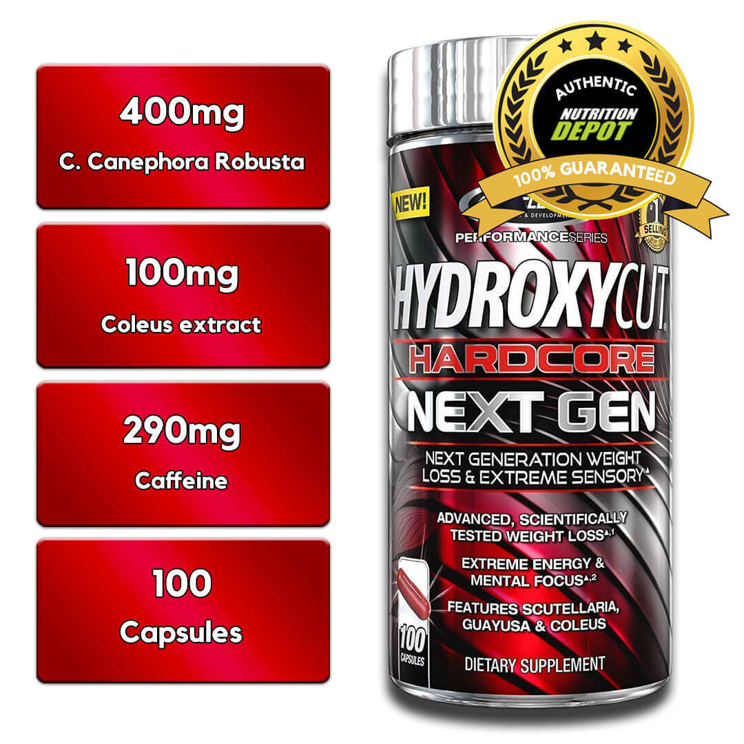 MUSCLETECH HYDROXYCUT HARDCORE NEXT GEN, 100 CT