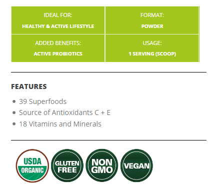 Purely Inspired Organic Greens Plus Superfoods & Multivitamin 1