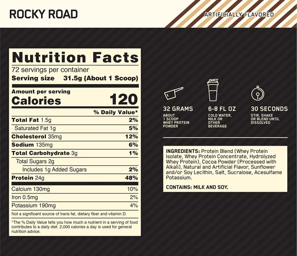 ON Gold Standard 100% Whey Protein, Rock Road, 5lb 14