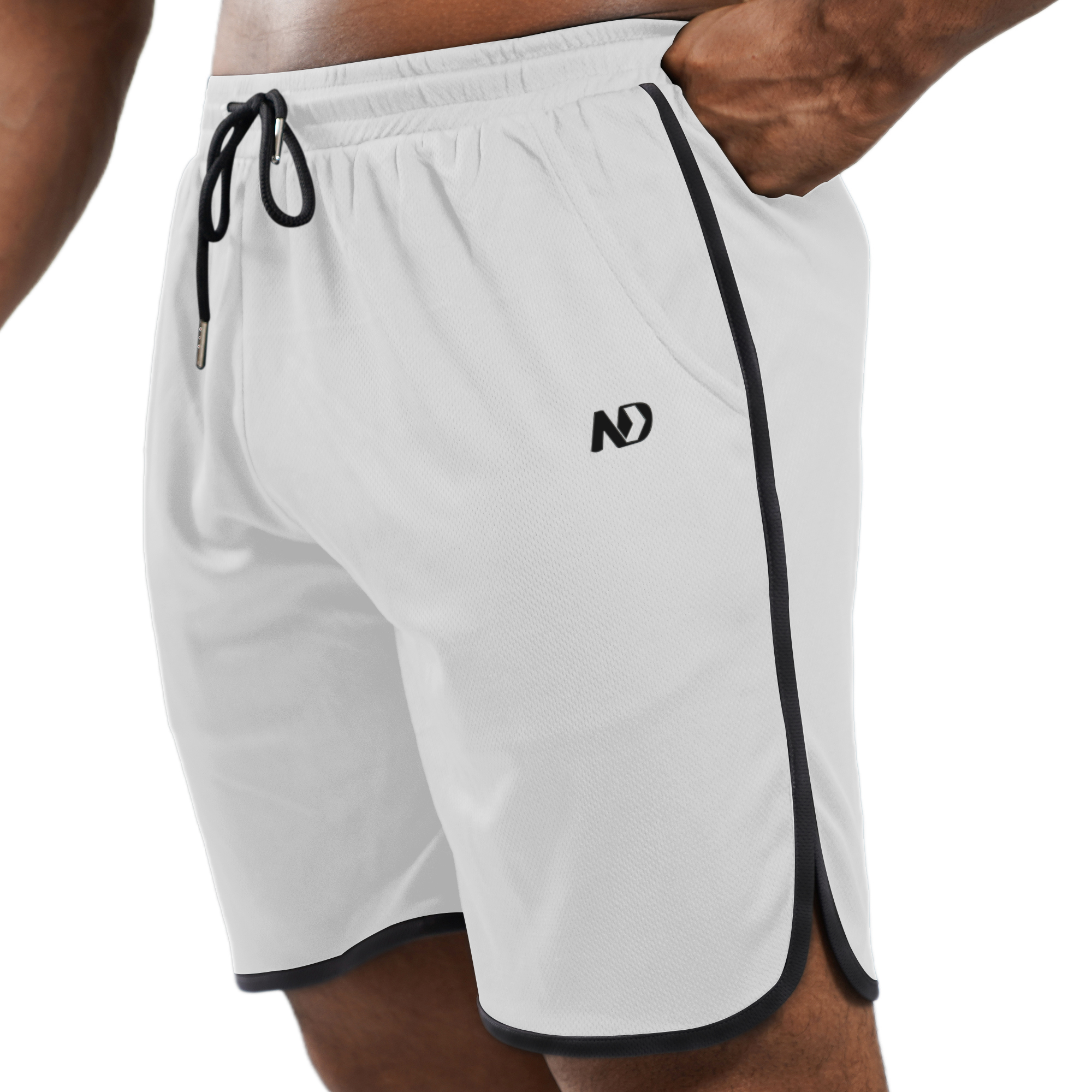 ND Training Shorts – White Black 1