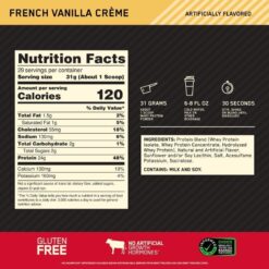 ON Gold Standard 100% Whey Protein, French Vanilla Creme, 2lb 11