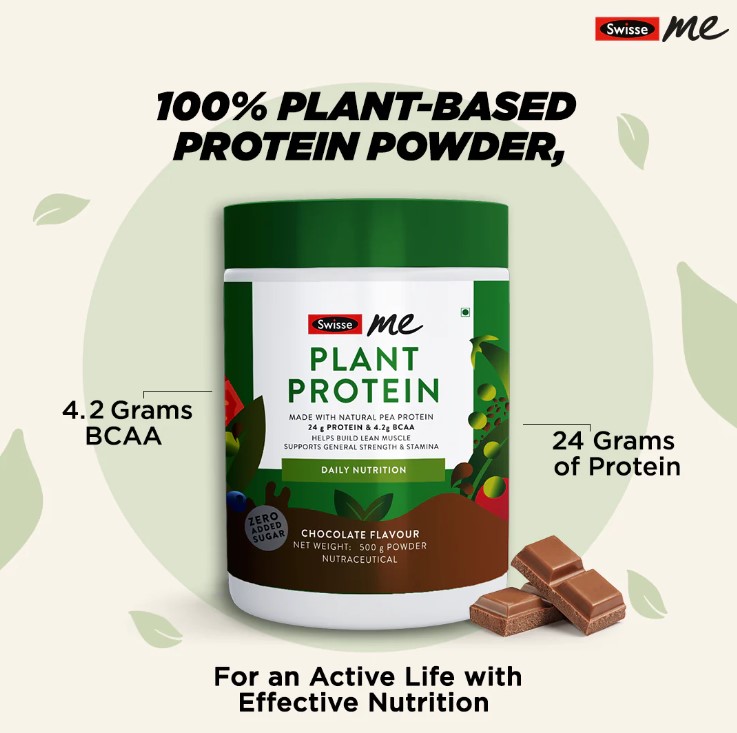 SwisseMe Plant Protein Powder, Chocolate, 500gm 2