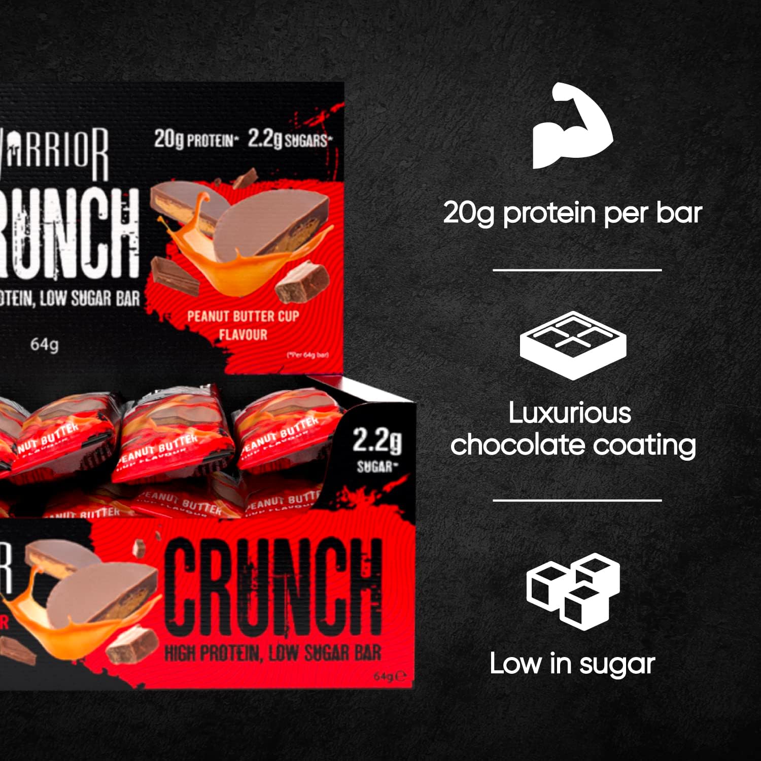 Warrior CRUNCH High Protein Bars, Peanut Butter Cup, 64 gram 6