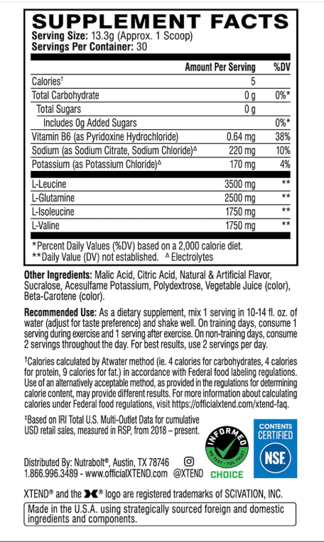 Xtend BCAA, Lemon Lime Squeeze, 30 Serving 13