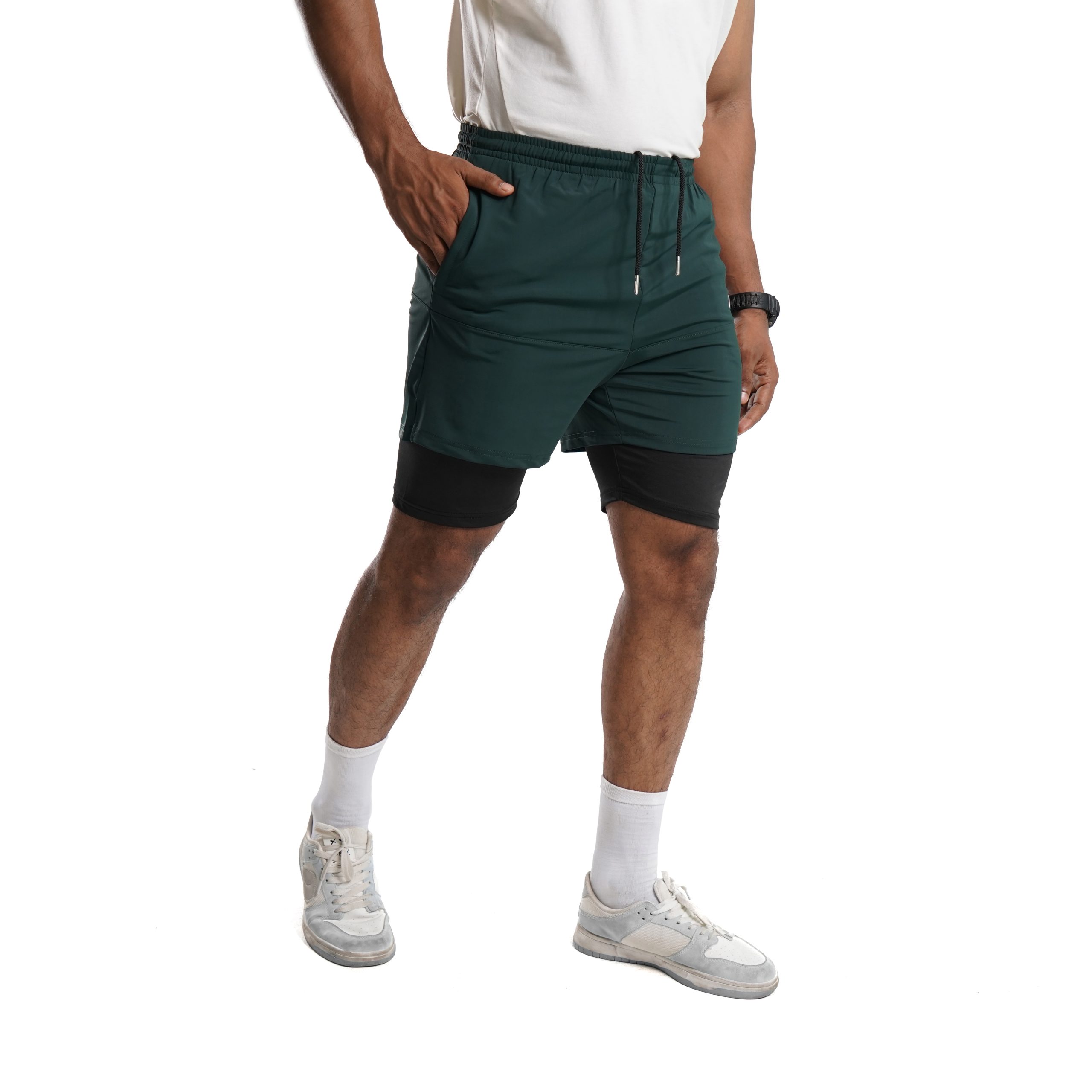 ND Performance 2 In 1 Shorts – Beret Green 2