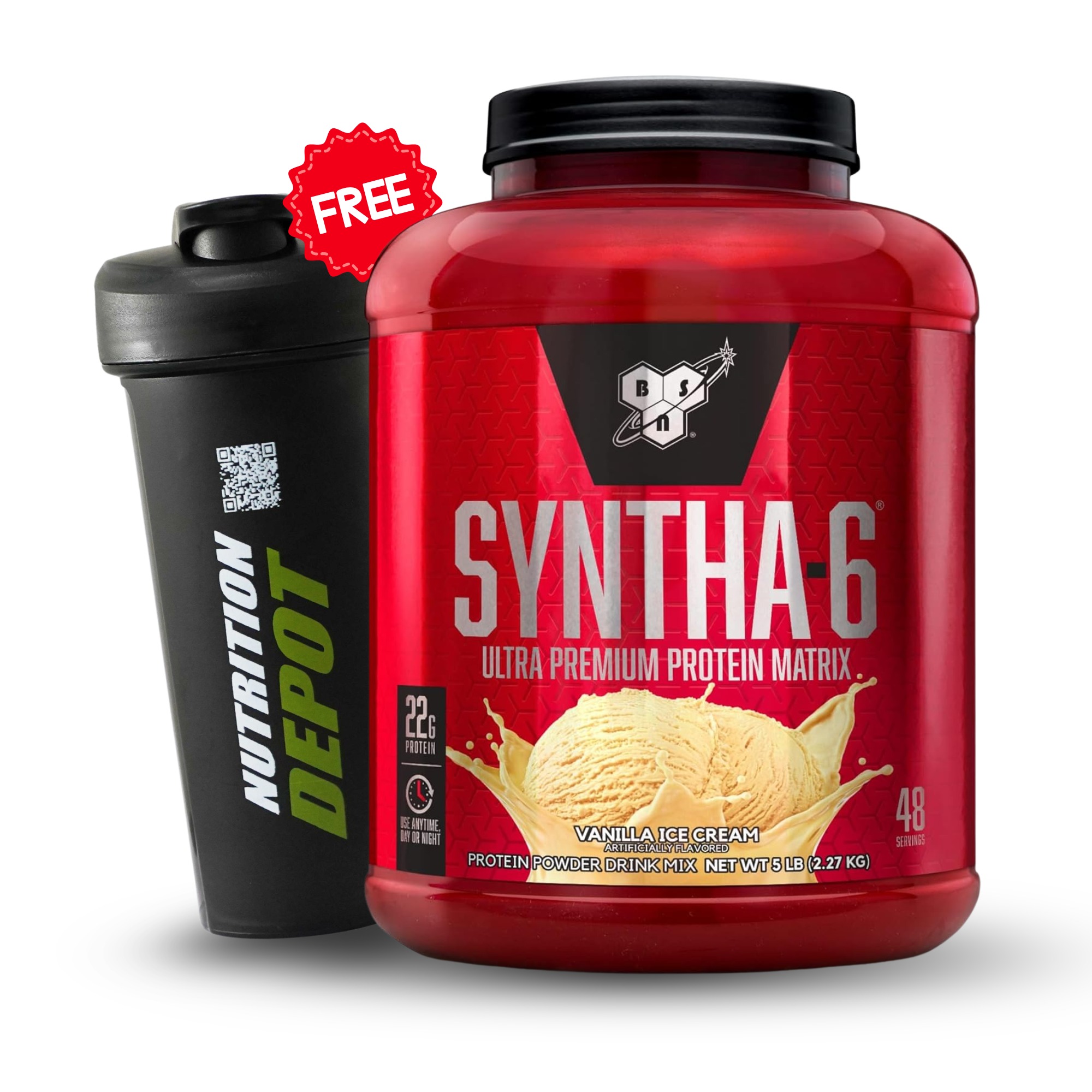 BSN Syntha-6 Whey Protein, Vanilla Ice Cream, 5lbs 1