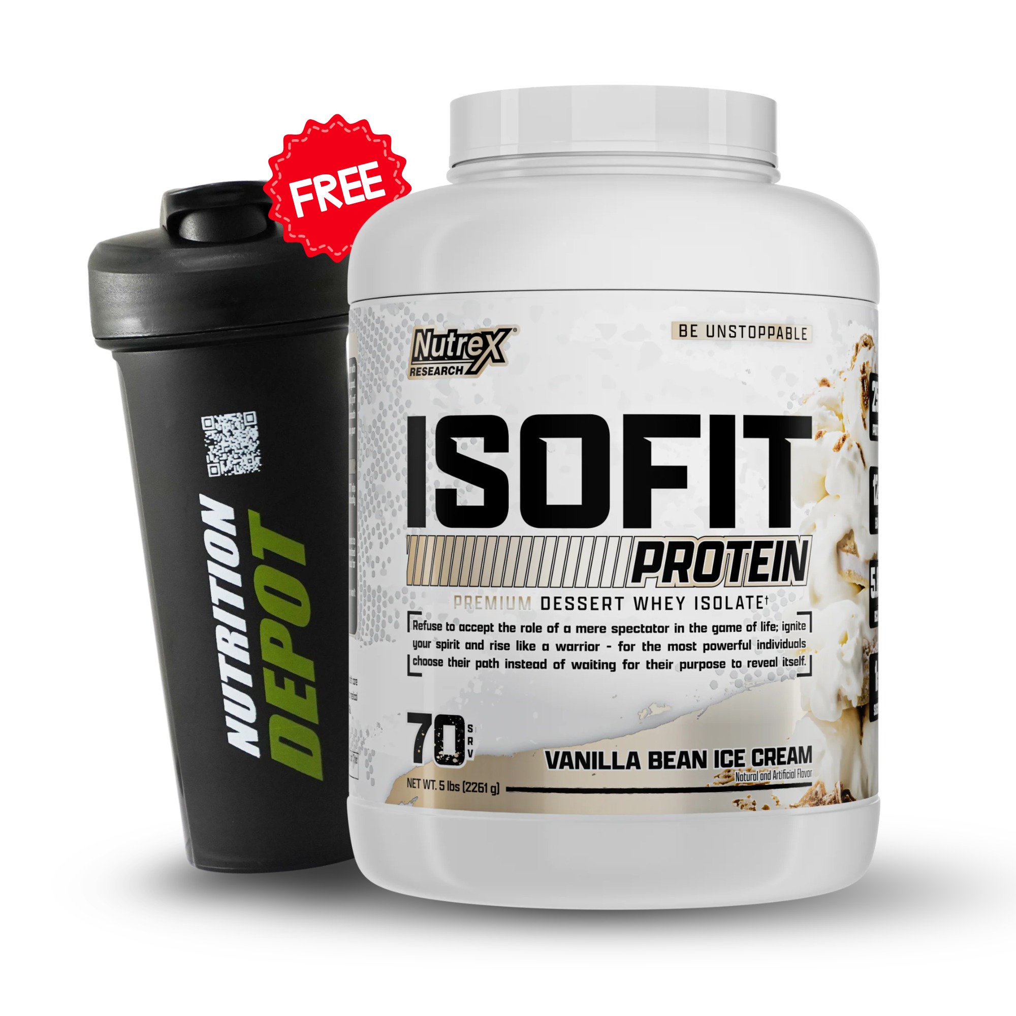 Nutrex ISOFIT Whey Isolate Protein, Vanilla Bean Ice Cream, 5lbs 1