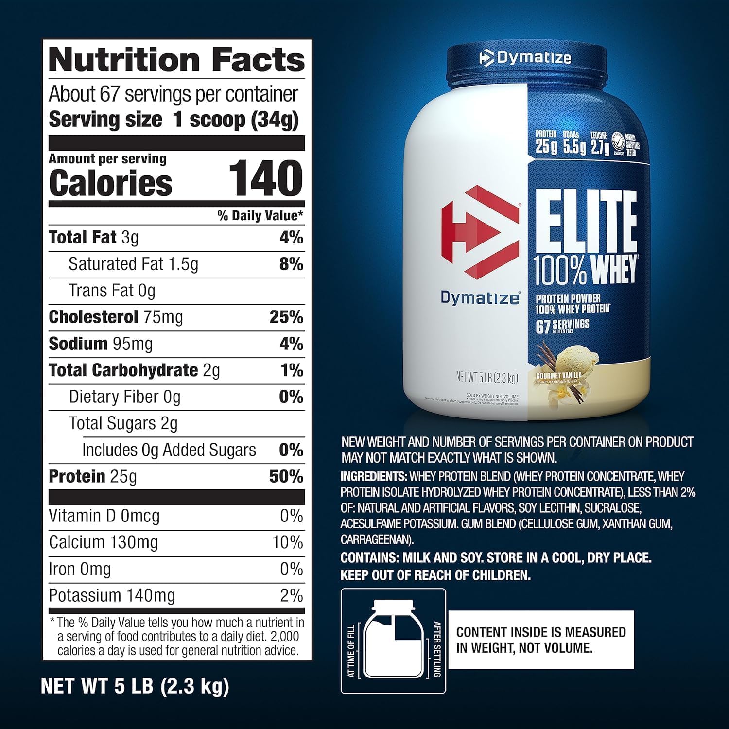 Dymatize Elite 100% Whey Protein, Gourmet Vanilla, 5 lbs 4