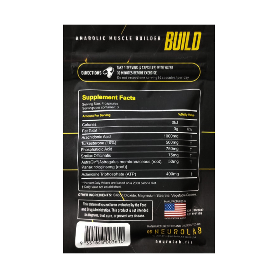 Neurolab Anabolic Muscle Build Sachet, 3 Servings 2