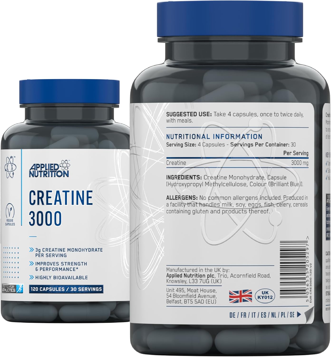 Applied Nutrition Creatine Monohydrate 3000mg Capsules, 30 Serving 3